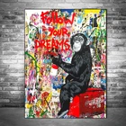 Граффити орангутанг пижама с принтом обезьяна шимпанзе надписью Follow Your Dreams Художественная печать холст картина гориллы изображение животного на стене дома украшения плакат