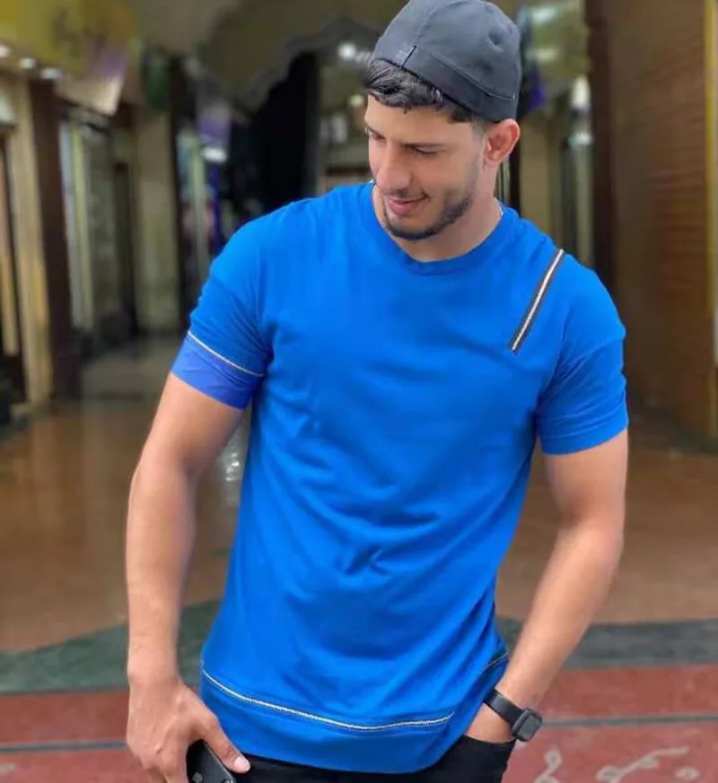 Футболка мужская Спортивная с круглым вырезом хлопок короткий рукав модная