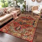 Персидские ретро-Коврики для гостиной в марокканском этническом стиле темно-красный черный ковер с геометрическим принтом прикроватный нескользящий напольный коврик для спальни