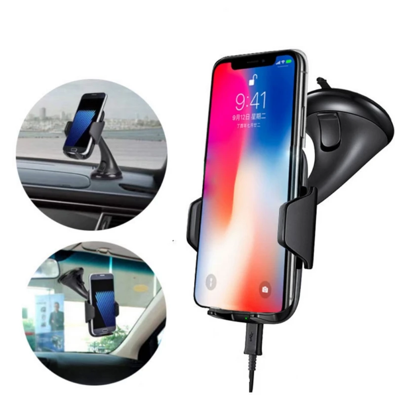 Автомобильный держатель Qi Беспроводное зарядное устройство для iPhone 8 X