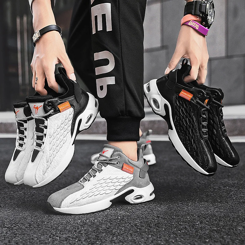 

2020 autumn air cushion sole fish scale sports casual shoes lightweight comfortable running shoes men's shoes