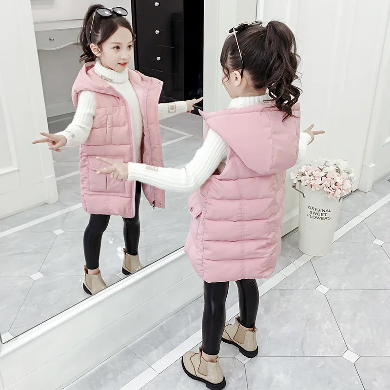 

Toddler Clothes 8 to 12Year Thicken Girl Vests Spring Autumn Childrens Coats Girls Solid Color Sleeveless Waistcoats for Teenage