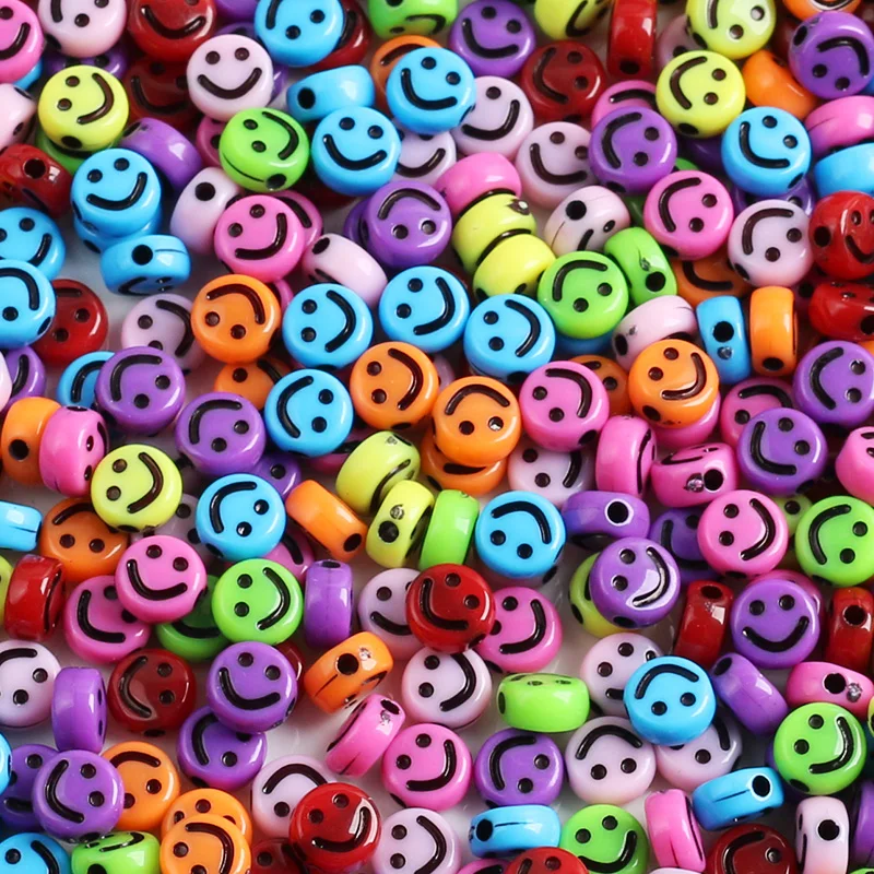 

Mixed Smile Letter Acrylic Beads Round Flat Alphabet Loose Spacer Beads For Jewelry Making Handmade DIY Bracelet Necklace