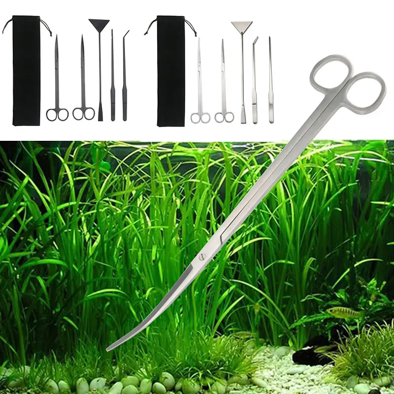 

4 in 1 Aquarium Tank Tools Kit Stainless Steel Maintenance Tools Aquascaping Fish Tank Aquatic Plants Long Tweezers Scissors