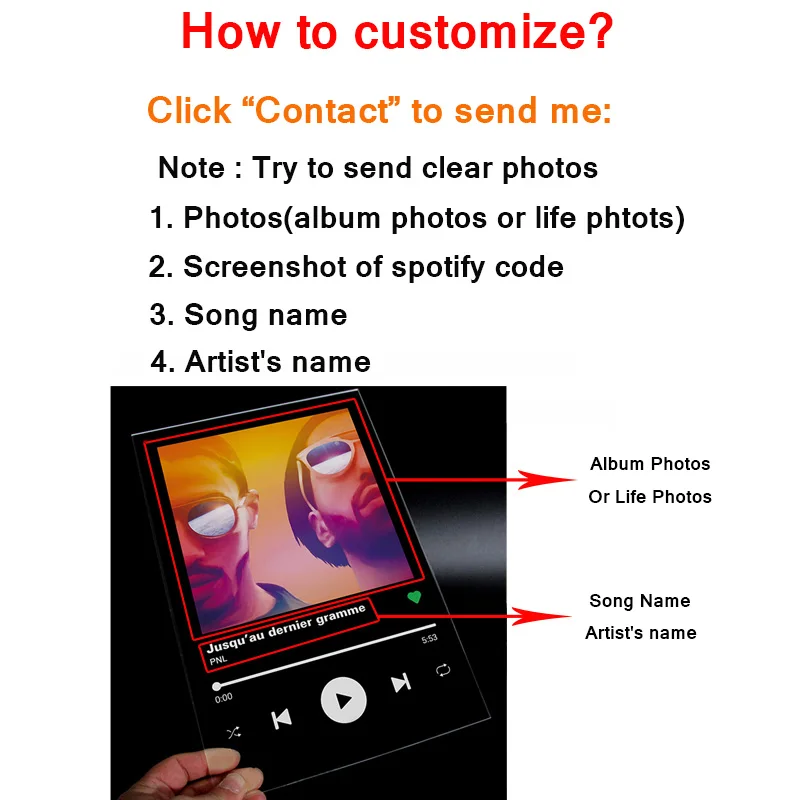 Акриловая доска Spotify для фотографий на годовщину прозрачный пластиковый лист из