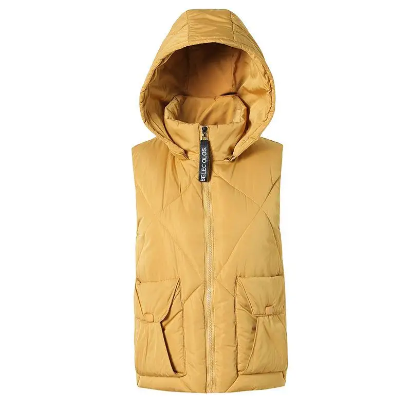 Женский хлопковый жилет со съемным капюшоном осенне-зимний Повседневный