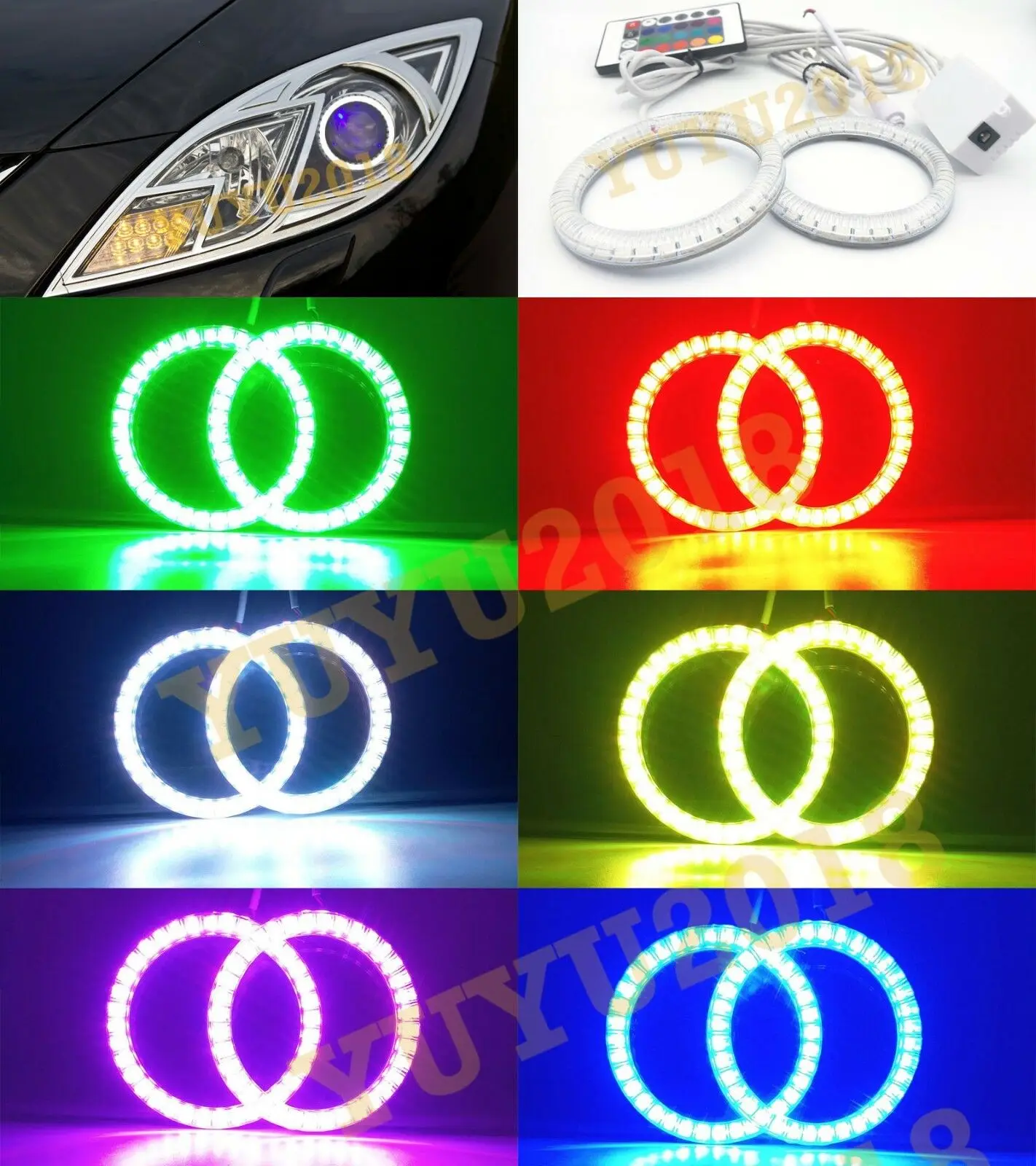 Кольца с гало ангельским глазом RGB подходит для Mazda 6 2009 2013 автомобильные фары