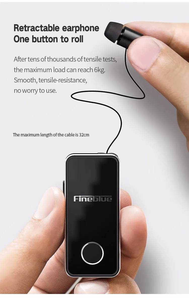 FineBlue F2 беспроводные Bluetooth V5.0 наушники с вибрирующим оповещением и зажимом для смартфона, музыкальная гарнитура