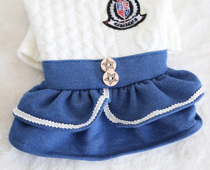 Толстые толстовки для собак пальто рубашка зимняя хлопковая Джинсовая белая