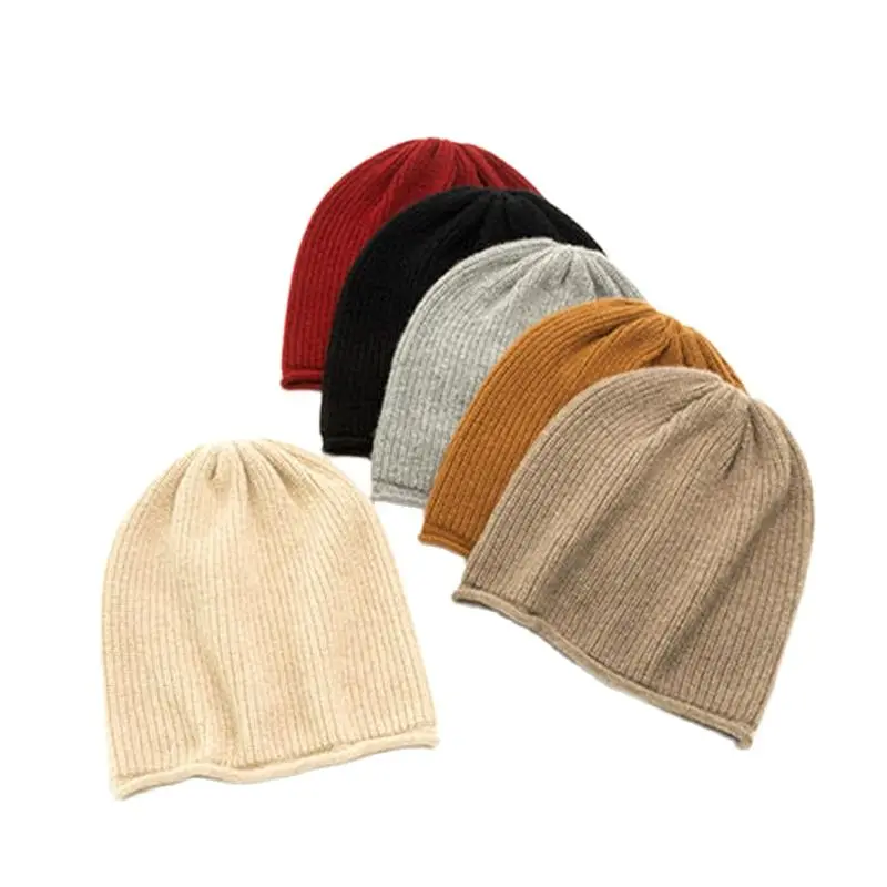 

Autumn and winter new style women's warm leisure versatile pure cashmere knitting curled solid color headgear
