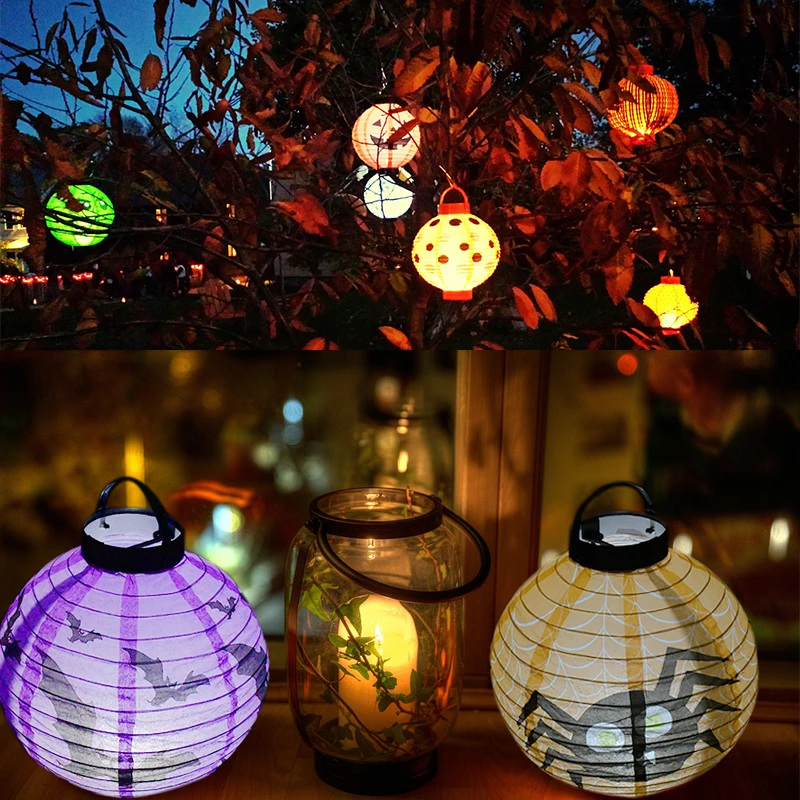 20 см паук череп летучая мышь Круглый Китайский бумажный фонарь Хэллоуин