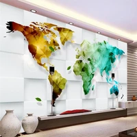 custom wallpaper 3d photo murals colorful world map decorative painting tv background wall paper living room hotel 3d wallpaper
