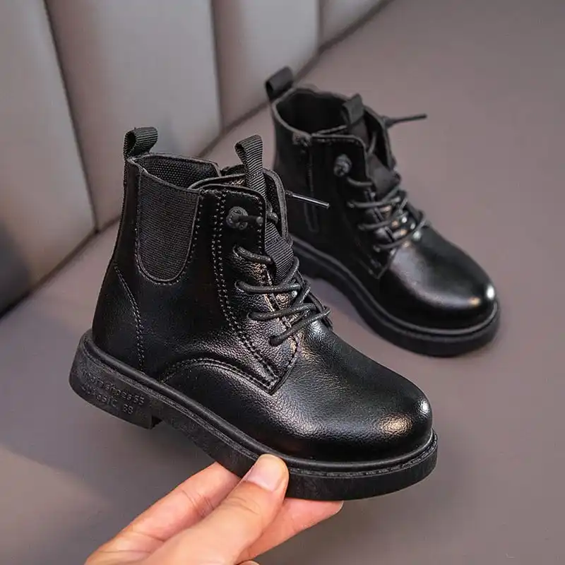 

Girls Boots Black Platform Boots Antislip Kids Rubber Boots Children Boots Winter Martin Boots Children Casual Shoes Size 26-37