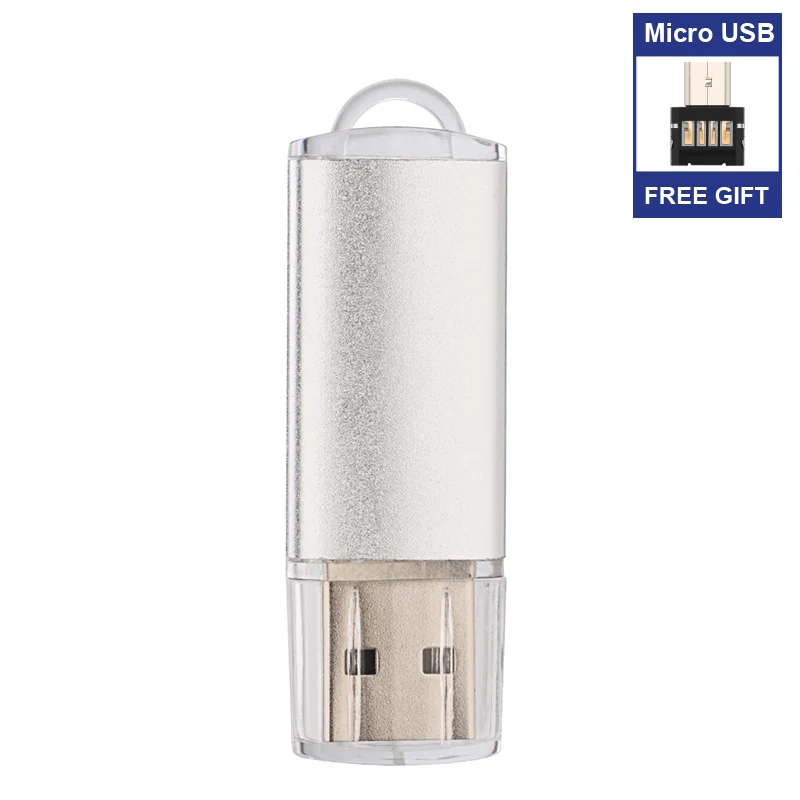Бесплатный Micro USB адаптер металлический USB флэш-накопитель 32 Гб 16 Гб OTG Флешка 64 Гб 128 ГБ 256 ГБ 512 ГБ Флешка флеш-накопитель 8 Гб карта памяти
