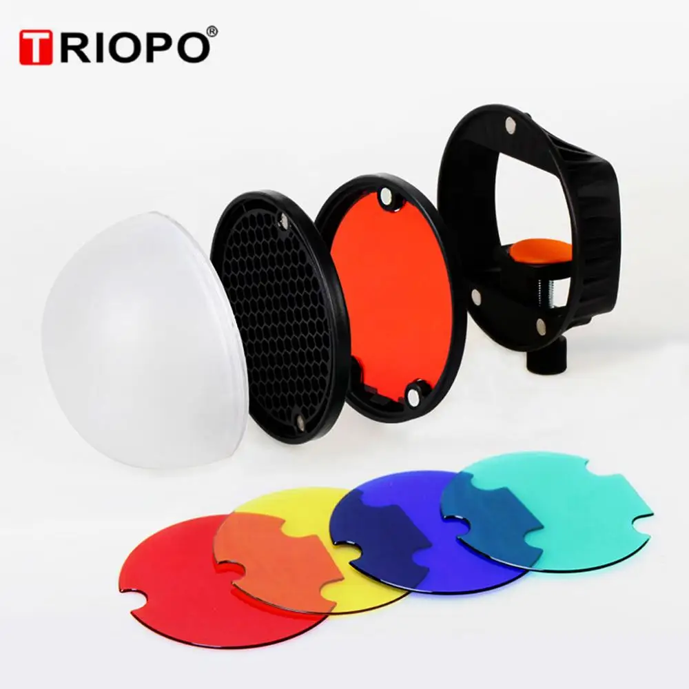 

TRIOPO TR-07 MagDome Color Filter Reflector Honeycomb Diffuser Ball Photo Accessories Kits For GODOX YONGNUO Flash Replace