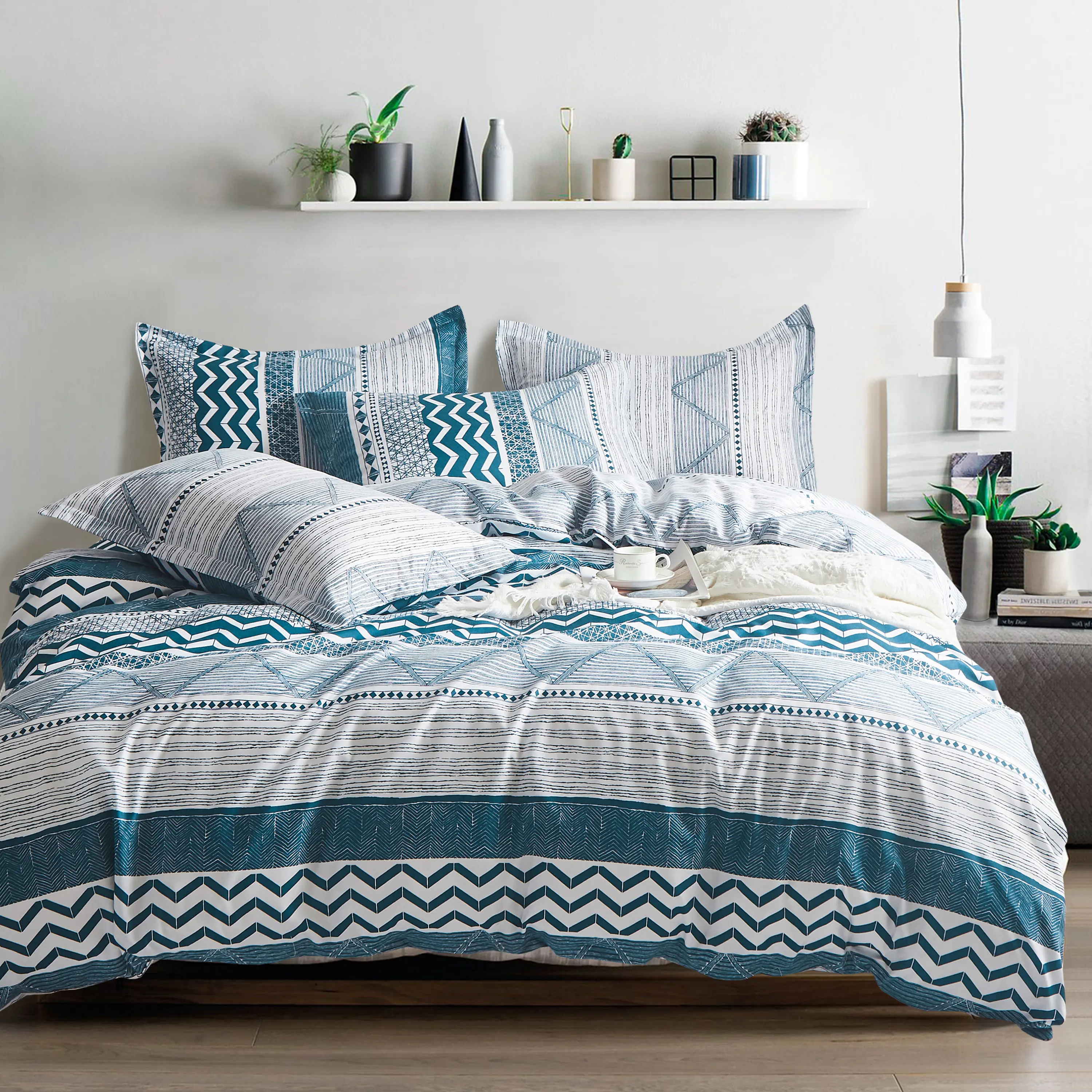 Nordic Stripes Bedding Set Geometry Duvet Cover With Pillowcase Quilt Covers Blue Single Twin Queen King Size Bed | Дом и сад