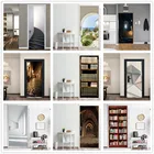 3D наклейка на дверь, деревянная книжная полка, водонепроницаемые самоклеящиеся обои для лифта, кухни, гардероба, украшение для входной двери, домашний декор