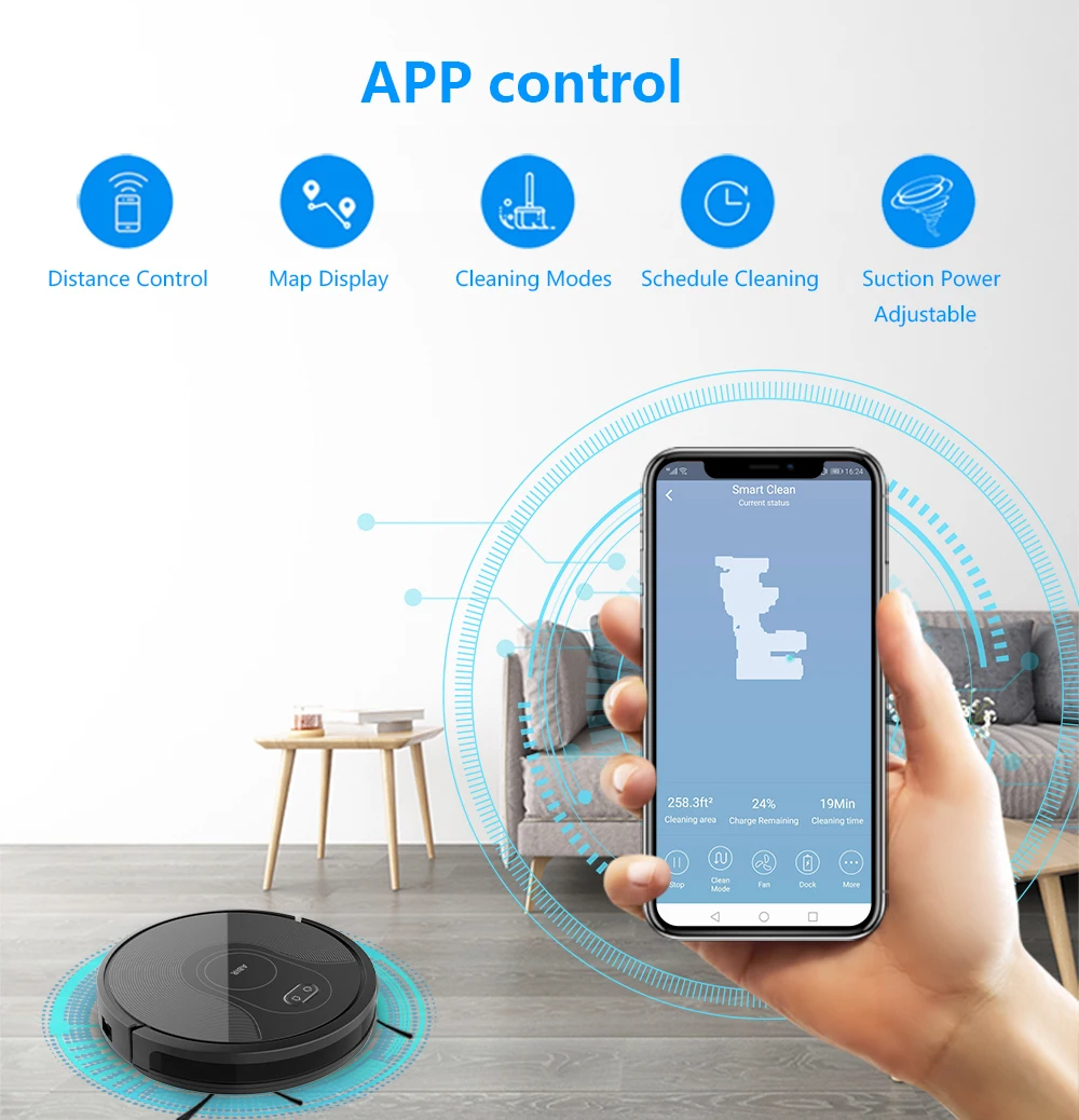 

ABIR X5 Robot Vacuum Cleaner,Big Water tank,Remote Upgrade,WIFI APP, 2D Map,Smart Memory, Aspiradora Robot for Home Pet Hairs