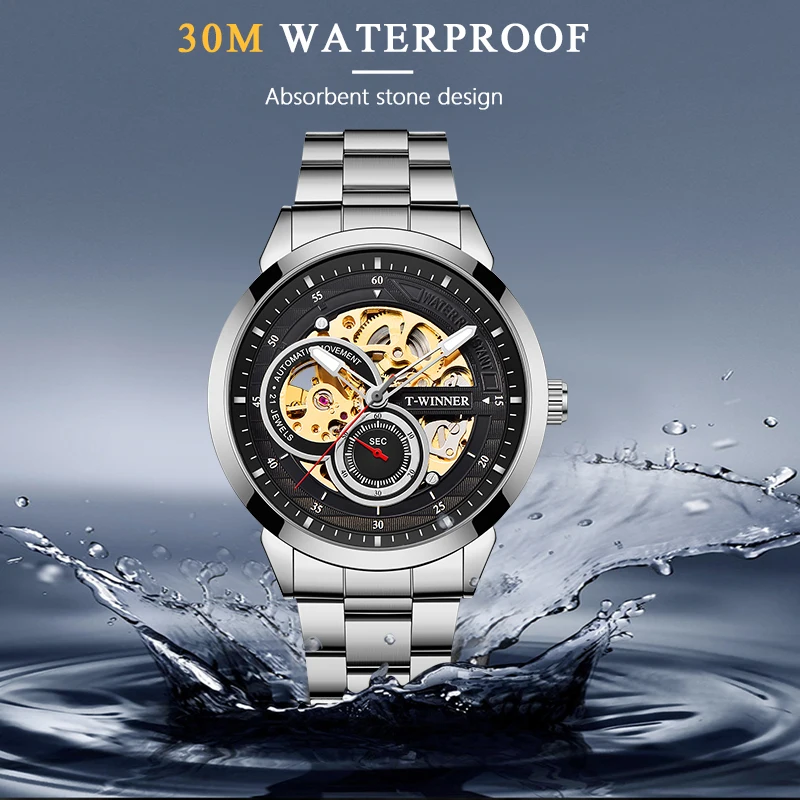 WINNER Мужские механические часы с золотым скелетом Модные мужские автоматические