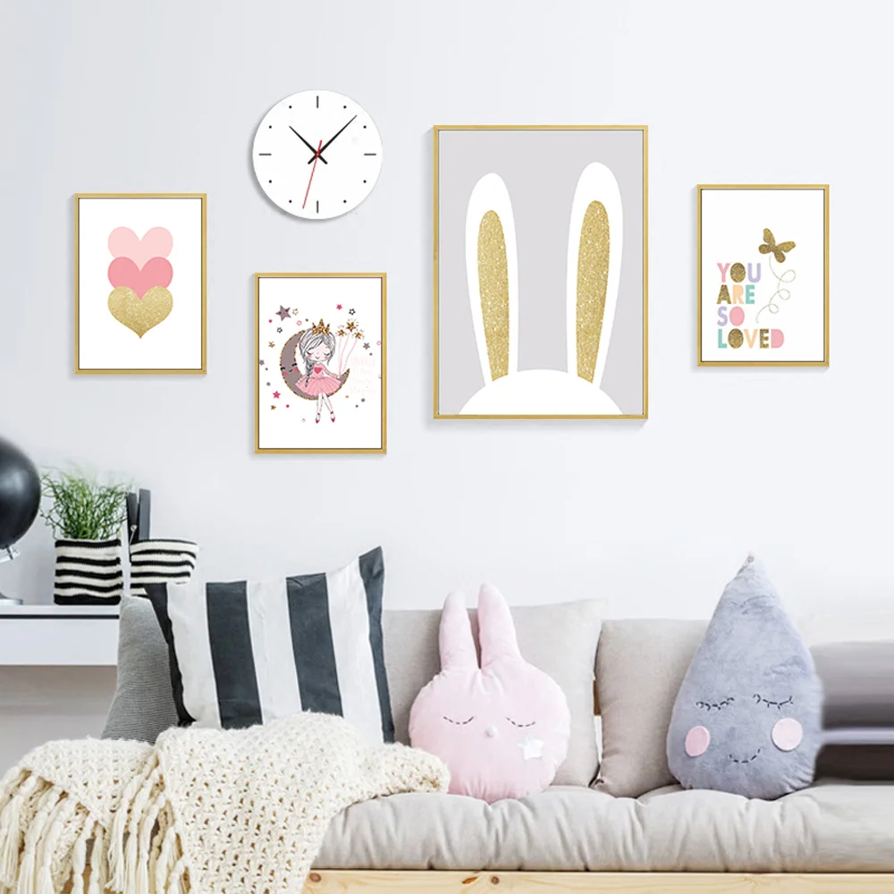 

Wall Art Canvas Painting Baby Posters And Prints Baby Rooms Picture Nordic Pink Picture Kawaii Poster Nursery Prints