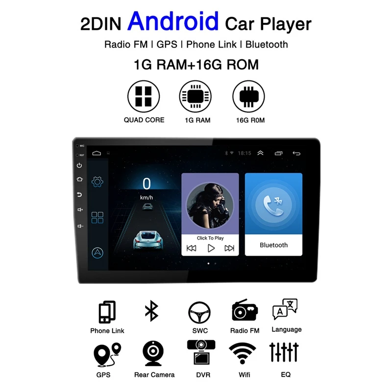 2 Din Car Radio 10.1 Inch Hd Mp5 Multimedia Player Android 8.1 Gps Navigation Wifi Bluetooth for Honda CRV 2012-20 | Автомобили и