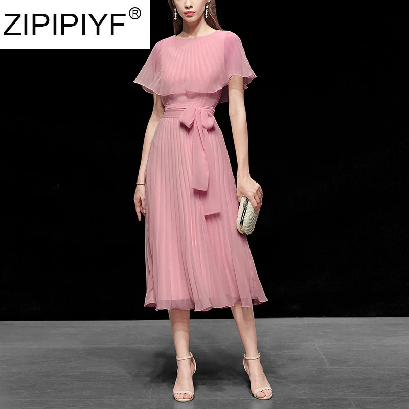 ZIPIPIYF модное волшебное длинное плиссированное платье сплошного цвета 2020 летнее