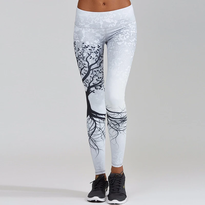 Леггинсы для фитнеса с цифровой печатью в виде ветки дерева женские спортивные