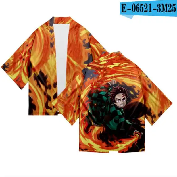 Аниме демон Slayer Kimetsu No Yaiba печать кимоно кардиган рубашка мужские костюмы косплей юката Haori Традиционная японская одежда