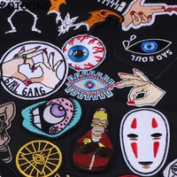 thermoadhesive patches on clothes stickers hand lips eyes skull embroidered patches for clothing iron on hippie punk patch badge
