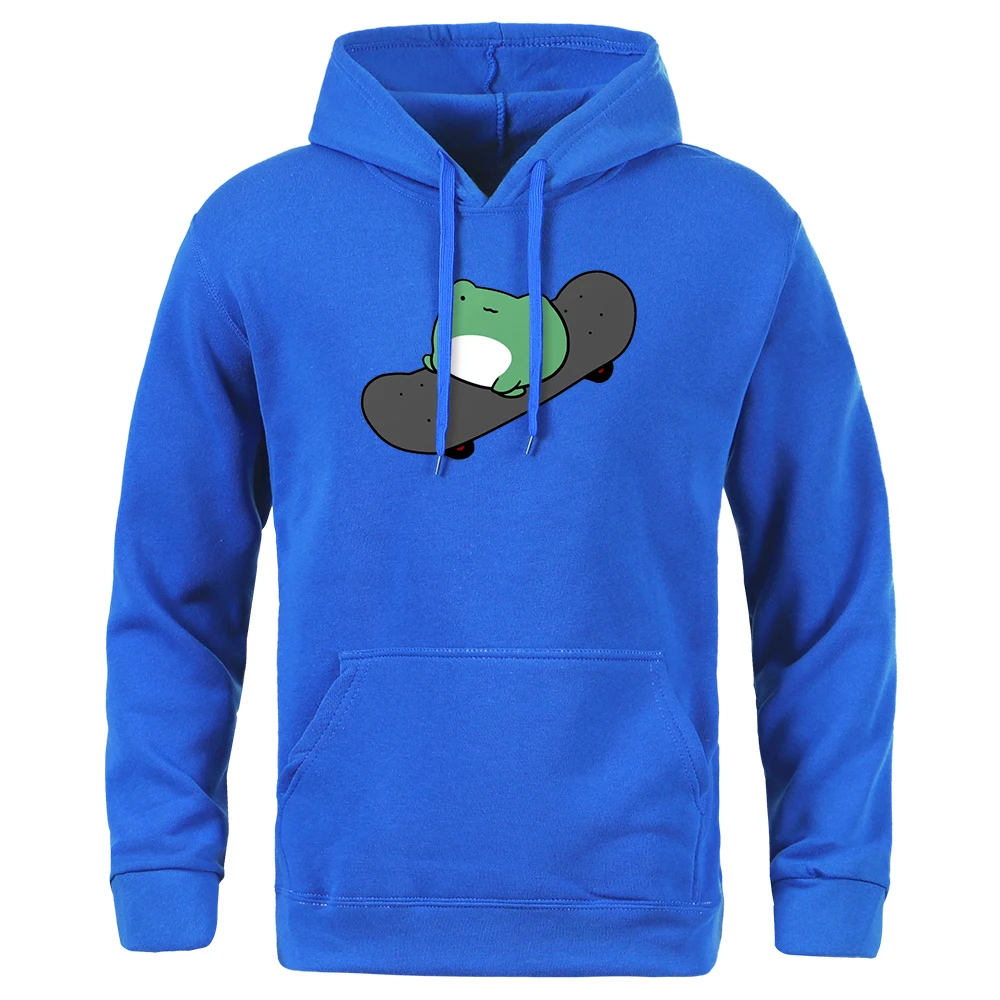 Cute Frog Is Playing Skateboard Printing Men'S Sweatshirt Thermal Vintage Clothes Soft Brand Hoodies Oversize Loose Mens Hoodie