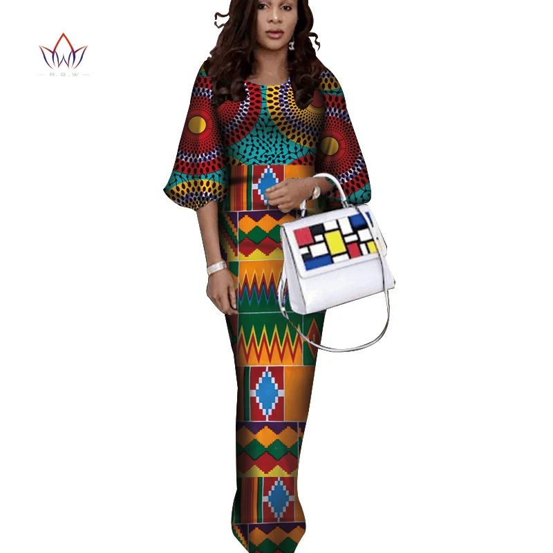 

Африканские платья для женщин Bazin Riche, вечерние длинные платья с принтом воска Дашики, африканская одежда, тонкие платья WY4014