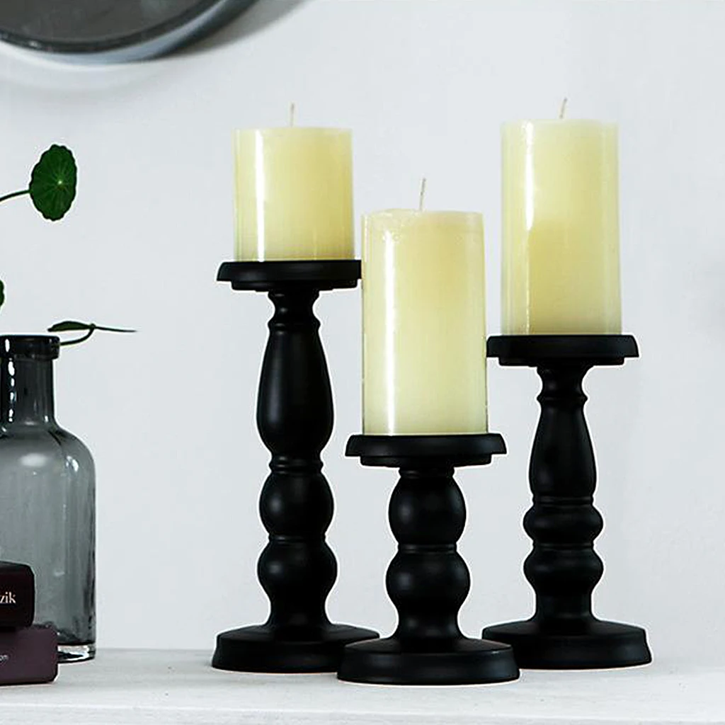 

Black Simple Retro Iron Candlestick Pillar Candle Holder for Bar Spa Reiki