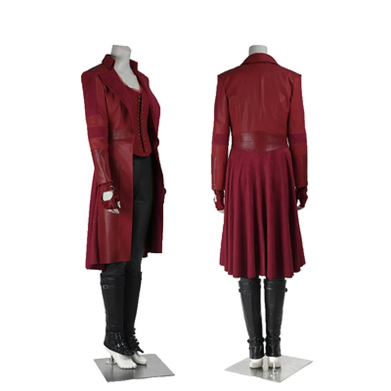Алый костюм ведьмы Ванда кожаная куртка максимофф Капитан Америка 3 косплей для