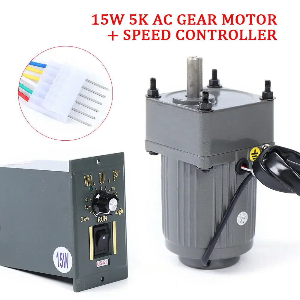 

US STOCK 110V 15W 5K AC gear motor electric motor variable speed controller 270~0RPM.