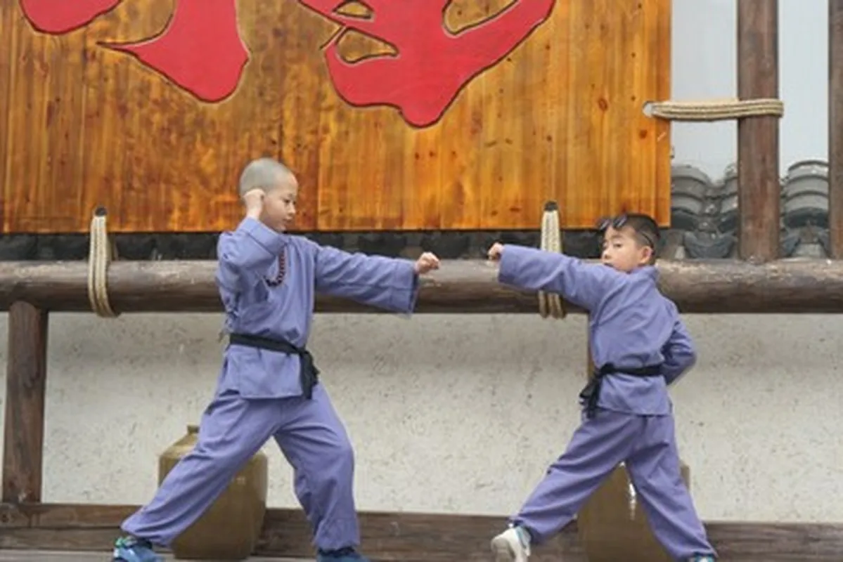 

Chinese Shaolin Kungfu Kids Halloween Costumes Warm Children's New Year Festive Carnival Christmas Clothes for Boy