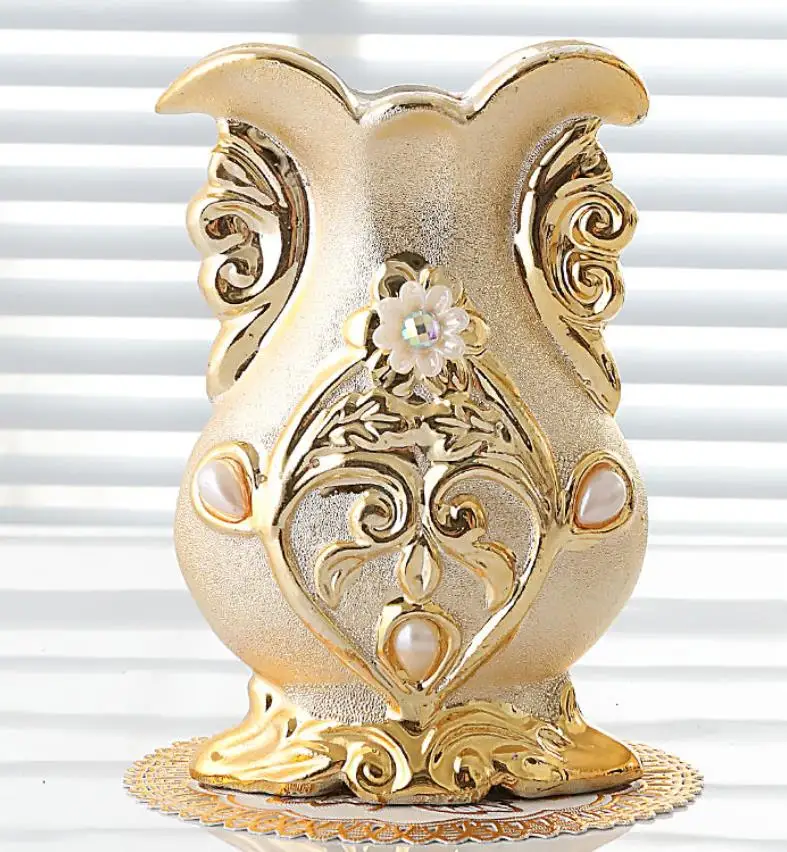 Gilt Frosted Porcelain Vase Vintage Advanced Ceramic Flower Vase For Room Study Hallway Home Wedding Decor 2