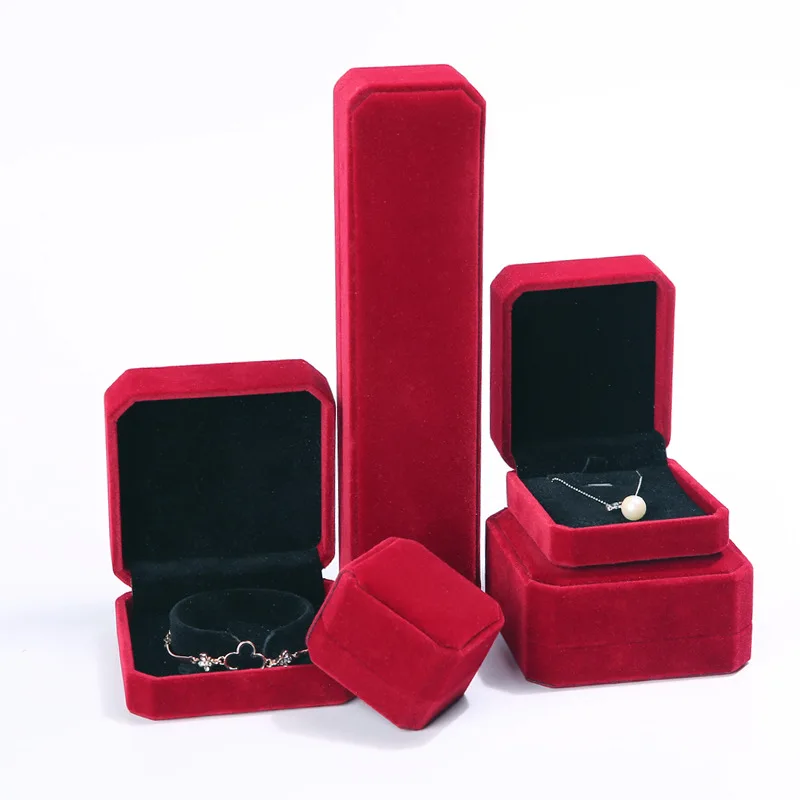 Ювелирные Кольца Браслеты Браслет Ожерелье Дисплей хранения красная коробка