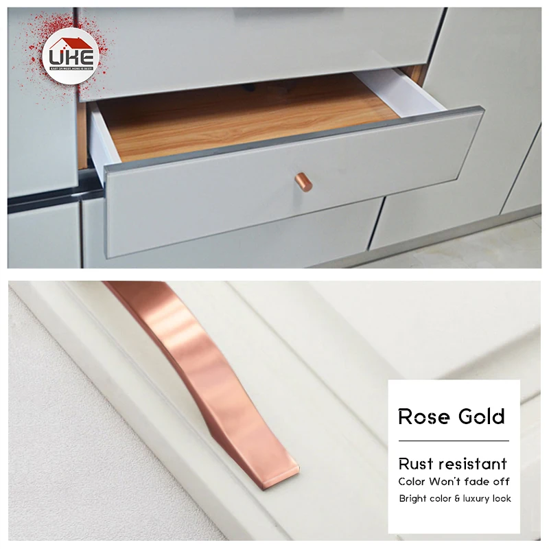 Ручка для выдвижного ящика UKE из розового золота алюминиевые ручки ящиков