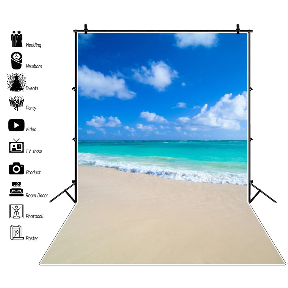 Фон для детской портретной фотосъемки Laeacco лето морские фоны голубое небо белые