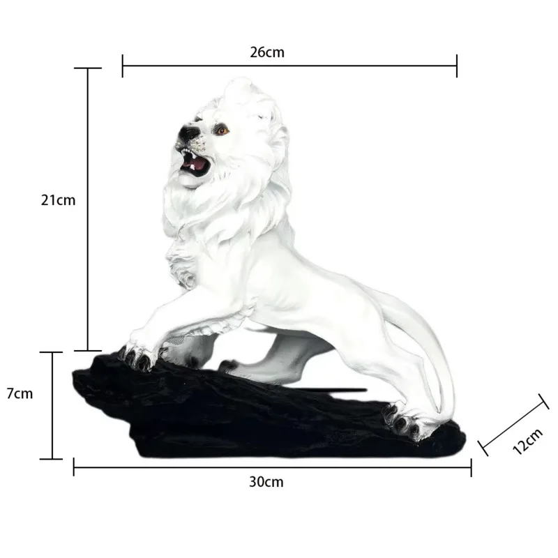 

Lion Statue Roaring Lion Sculpture Ward Off Evil Spirits Nordic Resin Figurine Model Animal Abstract Office Home Decoration