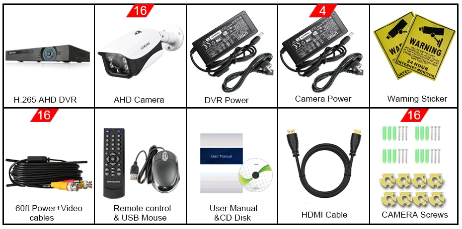 LOXCAM H.265+ 5MP Ultra HD 16CH 5MP камера безопасности Система IP66 уличная Водонепроницаемая камера ночного видения комплект 4T