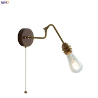 iwhd shadeless nordic modern copper led wall lights fixtures home lighting pull chain switch bedroom beside lamp applique murale