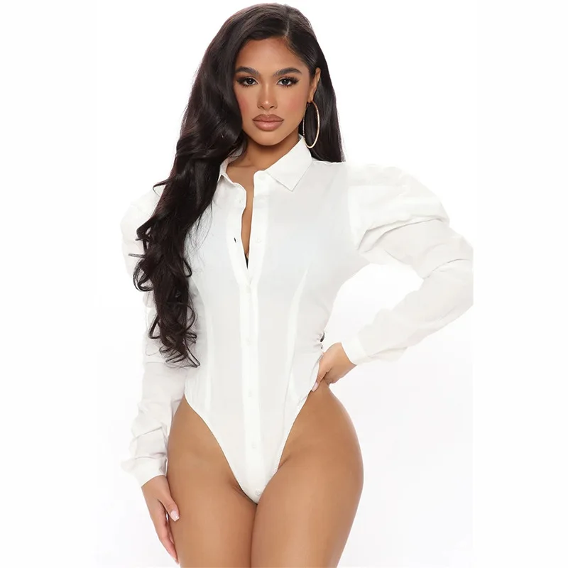 

#2121 белая розовая рубашка с пышными длинными рукавами, Женская облегающая шифоновая рубашка с отложным воротником, Сексуальная Повседневна...