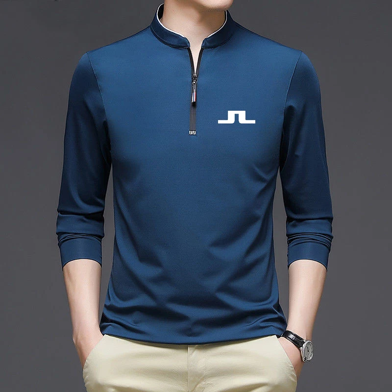 

2021 New Men Golf Clothing Long Sleeve T-shirt Men's Outdoor Sports Ventilation Loose Bottomed Polo Shirt Half Zip Golf Wear