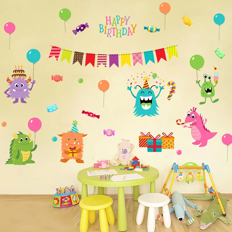 Мультяшные маленькие монстры настенные наклейки виниловые украшения плакат