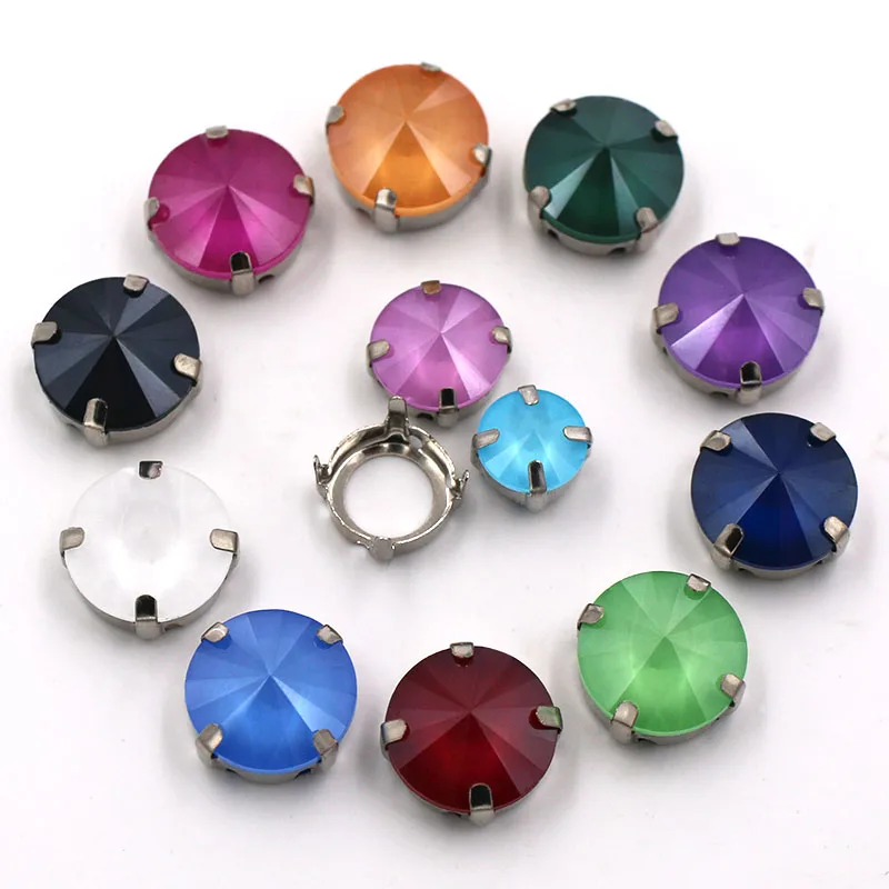 

Jewelry Making Pointback Round Shape Glass Crystal Mocha Rivoli Rhinestones Sliver Claw Setting Diy Crafts/Wedding Accessories
