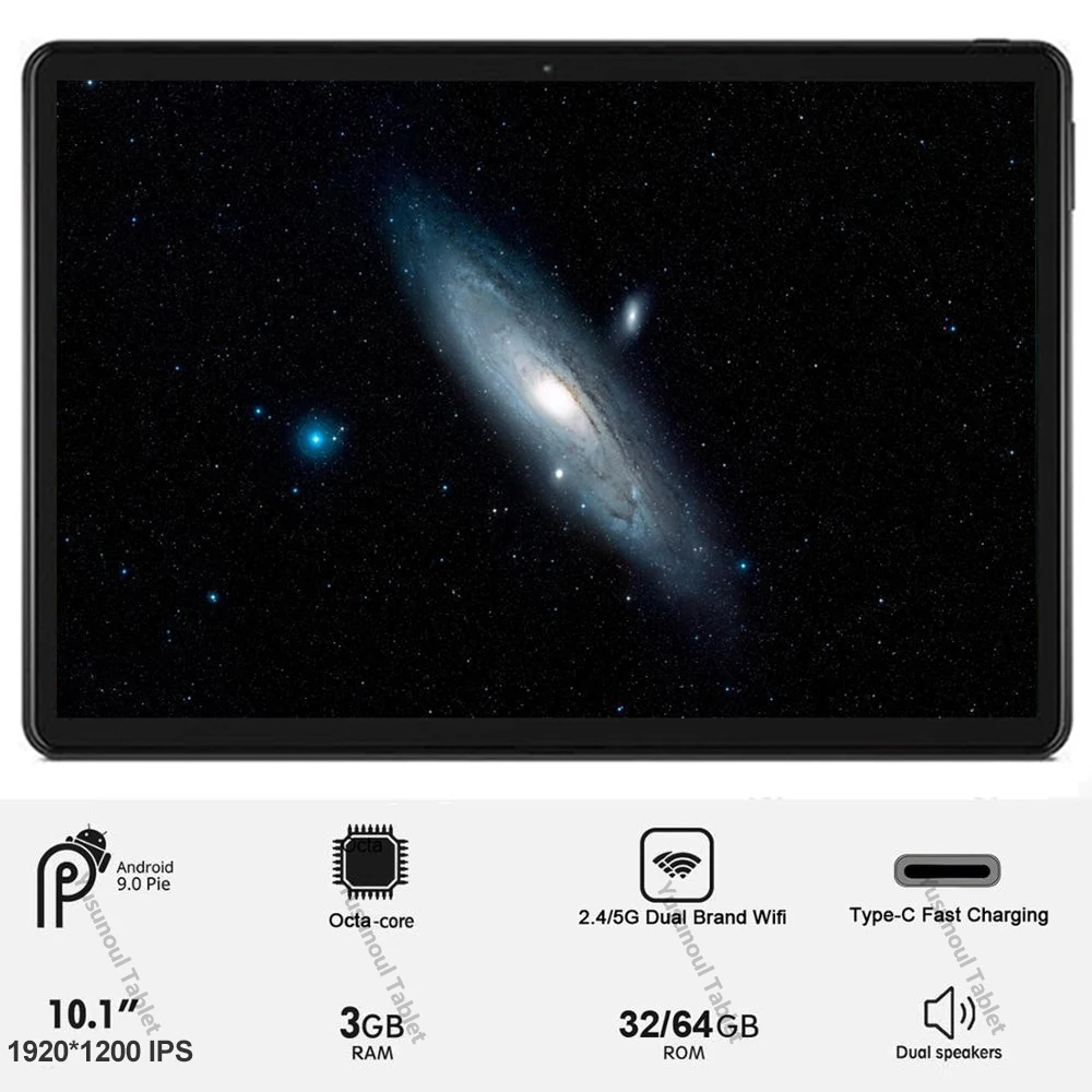 Планшет на Android 9 0 2 Sim-карты 64 Гб ПЗУ 10 дюймов 4G LTE разрешение 1920*1200 HD две камеры
