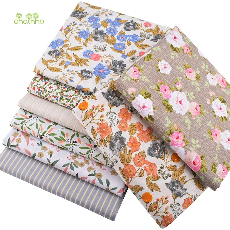 Серия светло коричневых цветов Chainho саржевая хлопчатобумажная ткань с принтом