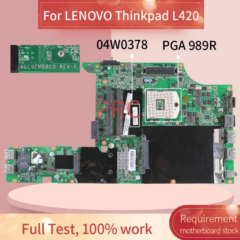 04w0378 for lenovo thinkpad l420 hm65 notebook mainboard dagc9emb8e0 ddr3 laptop motherboard free global shipping