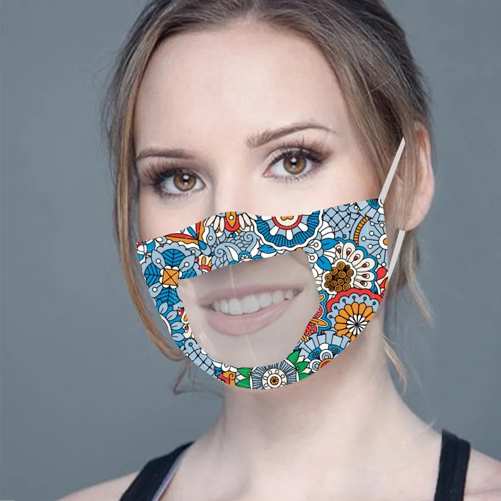 Дышащая многоразовая маска с принтом коммуникатор улыбки для лица прозрачными